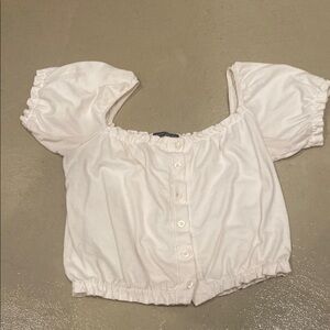 White Button-Up Crop Top